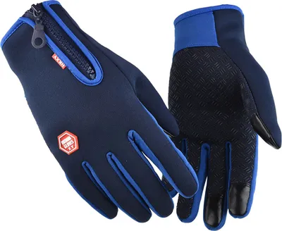 Produktbild von Fahrradhandschuhe Herren Damen Thermo Warm Winter Wasserdicht Touchscreen Handschuhe Skihandschuhe, Blau, M