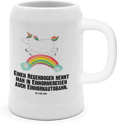 Produktbild von Mr. & Mrs. Panda Krug Einhorn Regenbogen - Weiß - Geschenk, Humpen, Erwachsenwerden, Bierhumpen, Unicorn, Steingutkrug, Einhornpower, Glitzer, Tonkrug, Deko, Seidel