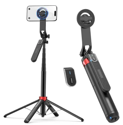 Obrázok produktu pre 176 cm magnetický statív na selfie – stabilný hliníkový držiak a 360° otočný statív