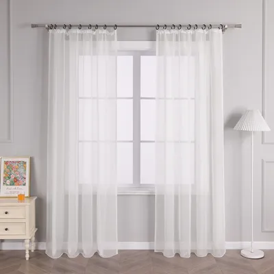 Produktbild von Vorhang einfarbig Voile Gardine mit Kräuselband halbtransparent Schlafzimmer Wohnzimmer uni BxH: 145x245 cm Beige 1 Stück