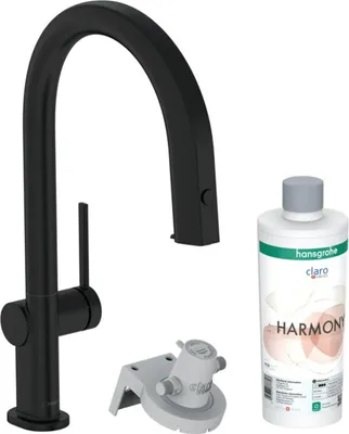 Zdjęcie produktu dla Hansgrohe Aqittura M91 - Bateria zlewozmywakowa z wyciąganą wylewką i filtrem, czarny matowy 76801670