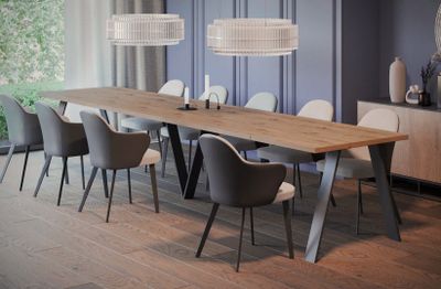Endo-Möbel XXL Esstisch Lungo 130cm - 405cm ausziehbar bis 12 Personen Küchentisch (Artisan Eiche)