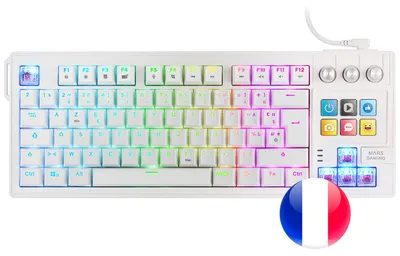 Produktbild von Mars Gaming MK-MASTER, Mechanische TKL-Tastatur mit Smartdeck LCD, Hot-Swap Haimu Red, Gasket-Mount, Französisch, Weiß