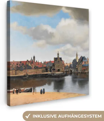 Produktbild von MuchoWow® - Leinwandbilder - Vermeer - Stadt - Alte Meister - Kunst, Wandbild, Wanddeko Bilder Wohnzimmer, 90x90 cm