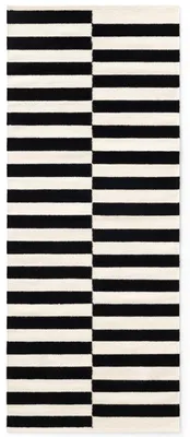 Immagine prodotto di Tappeto in lana Hanse Home Vika, tessuto a mano, motivo a righe, naturale, nero e bianco - 80x200 cm