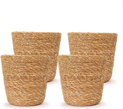 Produktbild von Bloomique - Set von 4 - Pflanzenkörbe 'Maki' - Blumentöpfe für Innen - Pflanzenkörbe - Hergestellt aus nachhaltigem Seegras - Durchmesser 13 cm - Höhe 13 cm