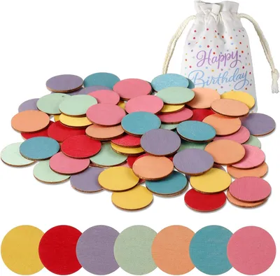 Productafbeelding van Houten confetti verjaardag - Set van 80 - 2,5 cm grote strooidecoratie