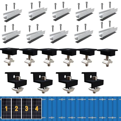 PV-Montageset für 4 Module, 12 cm, schwarz eloxiert, 30-35 mm