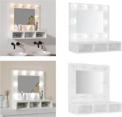 Obrázok produktu pre vidaXL Zrkadlová skrinka s LED diódou biela 60x31,5x62 cm - Zrkadlová skrinka - Zrkadlové skrinky - Nástenná zrkadlová skrinka - Toaletné zrkadlo