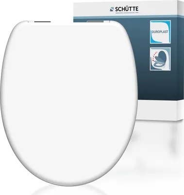 Produktbild von SCHÜTTE WC Sitz WHITE, Duroplast Toilettendeckel mit Absenkautomatik, Klobrille, Klodeckel, Toilettensitz Weiß