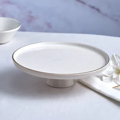 Servierplatte mit Fuß, 23 cm, Keramik, elegant, für Desserts