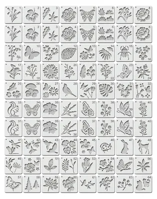 64 Schablonen zum Malen, 7,6 x 7,6 cm, wiederverwendbar