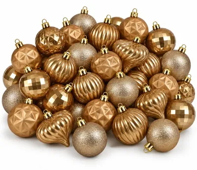 Produktbild von Mica Decorations Unzerbrechliche Weihnachtskugeln Hellbraun 40 Stück - Ø6 cm Christbaumkugeln aus recyceltem Polystyrol - Bruchsicher für Kinder und Haustiere - Rund