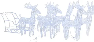 Image de Décoration de Noël Rennes et traîneau 320 LED Acrylique
