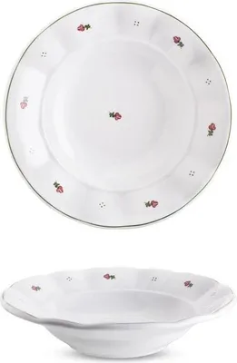Obrázok produktu pre Hlboký tanier, porcelán, ružové kvety, 24 cm, G. Benedikt