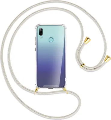 Produktbild von Handykette Backcover-Schutzhülle mit Band (Metall goldfarben) für Huawei P Smart 2019 / Honor 10 Lite - broken white