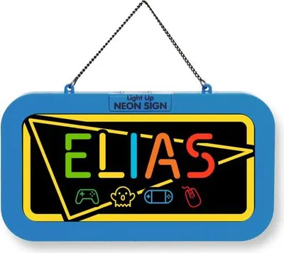 Produktbild von LED Leuchtschild Neonschild mit Namen , Leuchtende Wanddekoration mit Batterie, 18,7x10,3x1,6cm - Elias