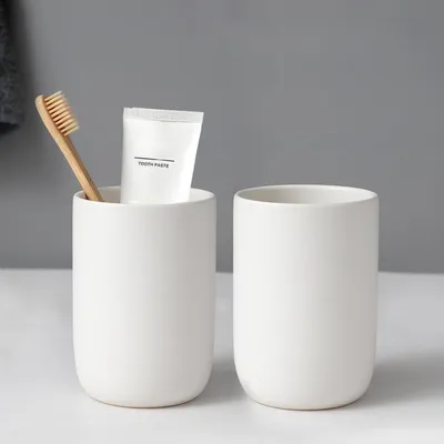 Immagine prodotto di Set di 2 bicchieri per il dentifricio in Vetroceramica, colore bianco