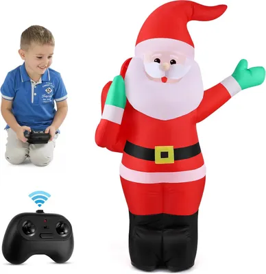 Produktbild von Weihnachtsmann - Aufblasbare Dekofigur - Fernbedienung - LED-Licht - Musik - 1,1 m - Viskosefaser - Größe L - Rot