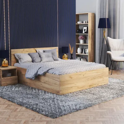 Produktbild von FDM Bett PANAMA 120x200 cm mit Lattenrost aus Holz Bettkasten kiefer mit Schaumstoffmatratze BRESSO