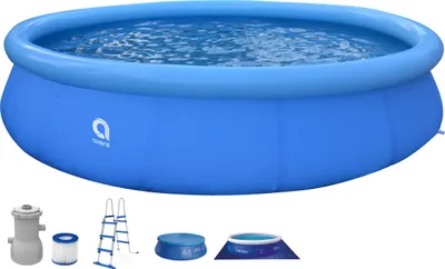 Produktbild von Avenli® Prompt Set™ Pool Komplettset Ø 450 x 90 cm mit Filterpumpe, Leiter, Bodenschutz und Abdeckung, blau