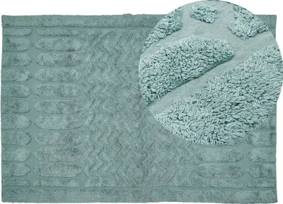 Zdjęcie produktu dla BELIANI Dywan miętowy bawełniany 140 x 200 cm minimalistyczny ręcznie tuftowany włochaty wyszywany wzór geometryczny salon sypialnia