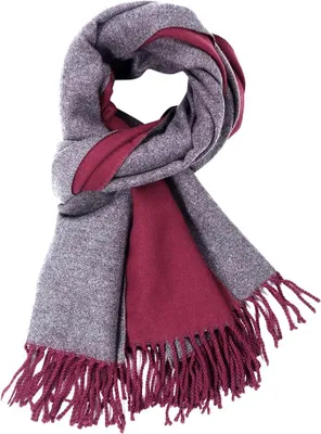 Produktbild von Damen Winterschal Pashmina Wendeschal Dick Weich Warm Bordeaux-Grau L