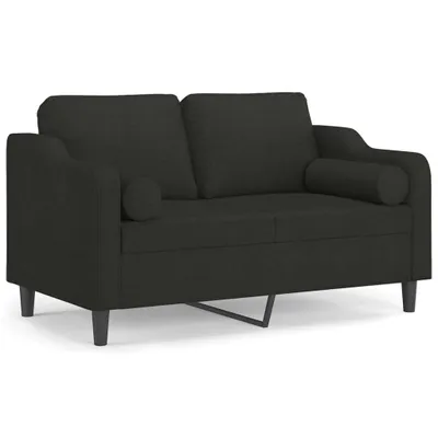Zdjęcie produktu dla 2-osobowa sofa z poduszkami, czarna, 120 cm, tkanina