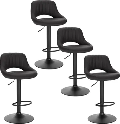 Produktbild von EUGAD 4er-Set Barhocker drehbar, höhenverstellbar, aus Kunstleder, Anthrazit