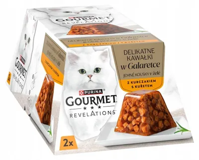 Zdjęcie produktu dla PURINA GOURMET Revelations mokra karma dla kota Kurczak w galaretce 2X57g