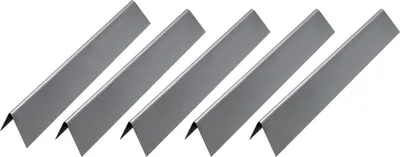 Five metal grill heat shields arranged diagonally on a white background.