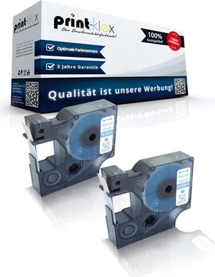 Produktbild von 2x Kompatible Schriftbänder für Dymo D1 45014 Labelwriter400Duo Dymo 1000 1000 Plus 2000 3500 5500 Labelmaker 4500Pocket S0720540 12mm x 7m blau-weiss Etikettenlabel - Easy Print Serie