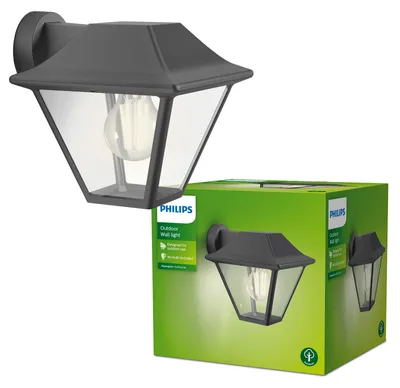 Zdjęcie produktu dla Philips Kinkiet Alpenglow 60 W E27 bez żarówki, Oświetlenie zewnętrzne ścienne, Antracyt, Metal, IP44, Patio, Ogród, I