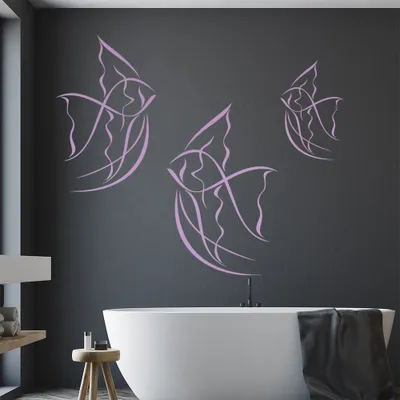 Produktbild von Fische Linien - Fisch Wandtattoo in 6 Größen - Wandaufkleber Wall Sticker - Dekoration, Küche, Wohnzimmer, Schlafzimmer, Badezimmer