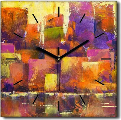 Produktbild von Coloray Uhr auf Leinwand 30x30 cm Wand Uhr Dekoration Wohnzimmer Segeltuch schwarze Hände -Stadtkunstlandschaft.
