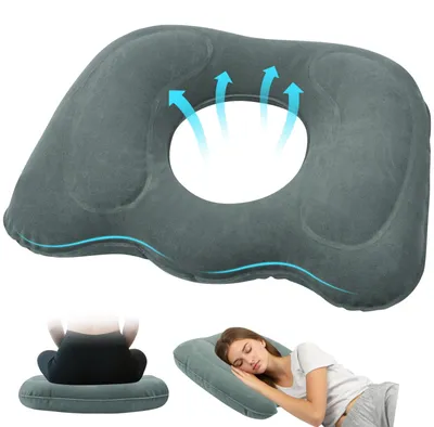 Productafbeelding van Opblaasbaar donutkussen, ergonomisch reiskussen voor rolstoelen en bureaustoelen