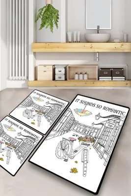 Productafbeelding van Mijolnir, Klinkt zo romantisch, Set badmatten (3-delig), Meerdere kleuren, 100% polyester, 50 x 60 cm