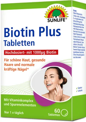 Produktbild von Sunlife Biotin Plus 60 Tabletten 1000ug