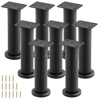 Produktbild von Set mit 8 verstellbaren Möbelbeinen, 18-30 cm, schwarz, Metall