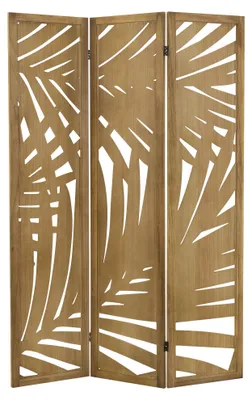 Immagine prodotto di ML-Design, paravento divisorio per ambienti, composto da 3 elementi, modello Sapporo, colore marrone, dimensioni 170x121 cm, realizzato in legno, divisorio pieghevole per interni, autoportante, composto da 3 pannelli, parete divisoria