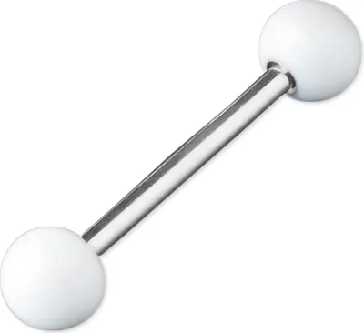 Produktbild von viva-adorno Barbell Piercing Stab Zungenpiercing Chirurgenstahl Stahlkugeln glänzend emailliert verschiedene Farben Z374,weiß