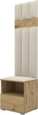 Produktbild von Garderoben-Set Nela IV LUX, gepolsterte Garderobe 50 cm mit Sitzbank, Wandpaneelen und Stauraum (Farbe: Artisan Eiche + Trinity 01)