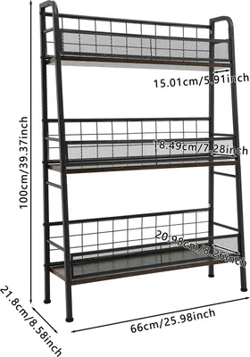 Produktbild von Vinyl und CD Regal - Wohnzimmer Standregal - 3-stöckiges freistehendes LP Rack - Tragkraft 25 kg - Trapezform - Metall und Holzplatte - Schwarz