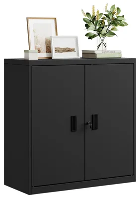 Zdjęcie produktu dla Szafka archiwizacyjna zamykana na klucz - metalowa szafka biurowa - półka regulowana na wysokość - 90 x 92,5 x 40 cm - czarna