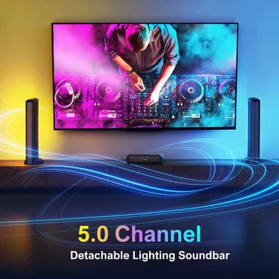 Immagine prodotto di Soundbar per TV - Barra audio surround a 5.0 canali con subwoofer e illuminazione RGB - Colore nero