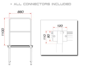 Produktbild von GUIL TMQ-01/440 Bühnengeländer 88cm (Aluminiumversion)