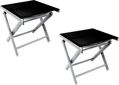Produktbild von Mojawo Gartenhocker, Aluminium Textilen, Silbergrau (Gestell) Anthrazit (Bezug), modern, pulverbeschichtet, wetterfest, pflegeleicht, UV-beständig, atmungsaktiv, platzsparend, stabil, leicht