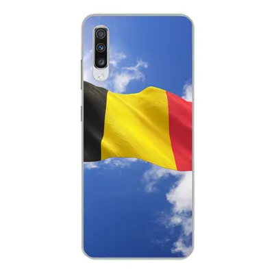 Produktbild von MuchoWow® Handyhülle Schutzhülle Hülle für Samsung Galaxy A70 Die Flagge Belgiens weht am Himmel Silikon Softcase Handy Hülle - Schutzhaube