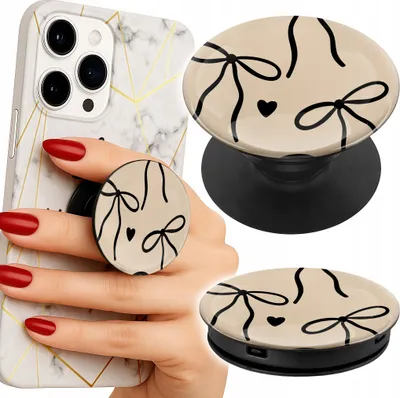 Obrázok produktu pre Popsocket Držiak telefónu Fingerboard/Tablet Béžová stuha Stuha Módne