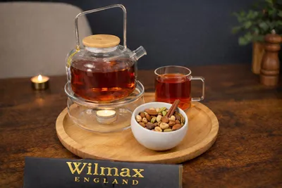 Image de Set Wilmax Servis 10 pièces en verre borosilicaté, bambou et porcelaine